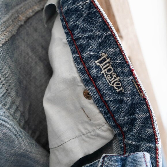 American Eagle Hipster Jeans Womens Sz 14 Long Y2K Low Rise Flare Leg Blue Denim - Picture 2 of 7